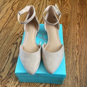 Lane Bryant suede ankle strap flats